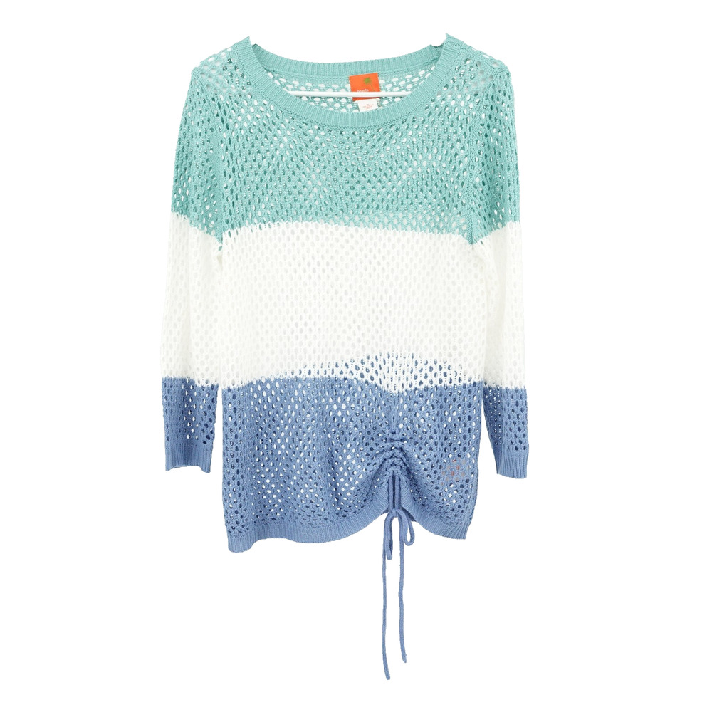 Hearts of Palm Sweater SZ M Open Junky Knit Beachy Coastal Indie Festival Boho